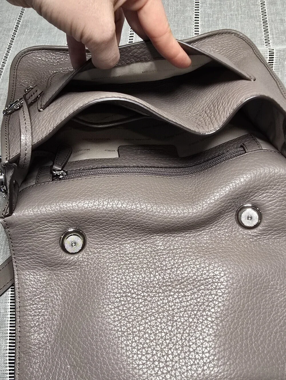 Michael Kors Leather Crossbody Gray-